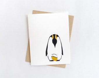 Penguin Baby Card / New Baby Card / Mother's Day or Father's Day Card / Emperor Penguin Stationery