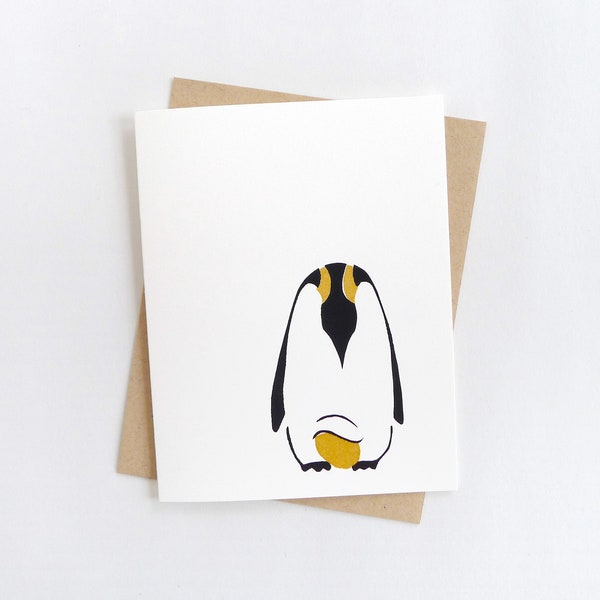 Penguin Baby Card / New Baby Card / Mother's Day or Father's Day Card / Emperor Penguin Stationery