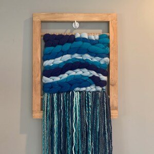 Woven Wall Hanging Tapestry Weaving Blue Tones Weaving Home Decor Wall Art