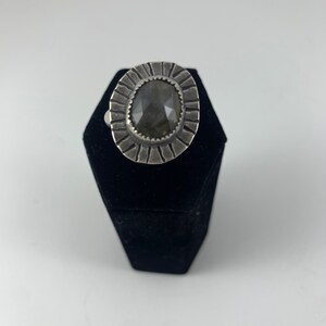 Labradorite Rose Cut Sterling Silver Ring Statement Ring Size 9 Handcrafted Handmade Ready To Ship