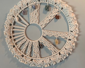 Macrame Chakra Wall Hanging with Healing Crystals