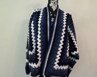 Ocean Breeze Cardigan, Crochet Cardigan, Handmade, Granny Hexagon