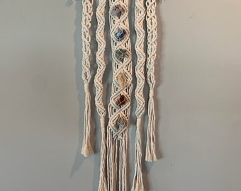Chakra Macrame Wall Hanging with Healing Crystals