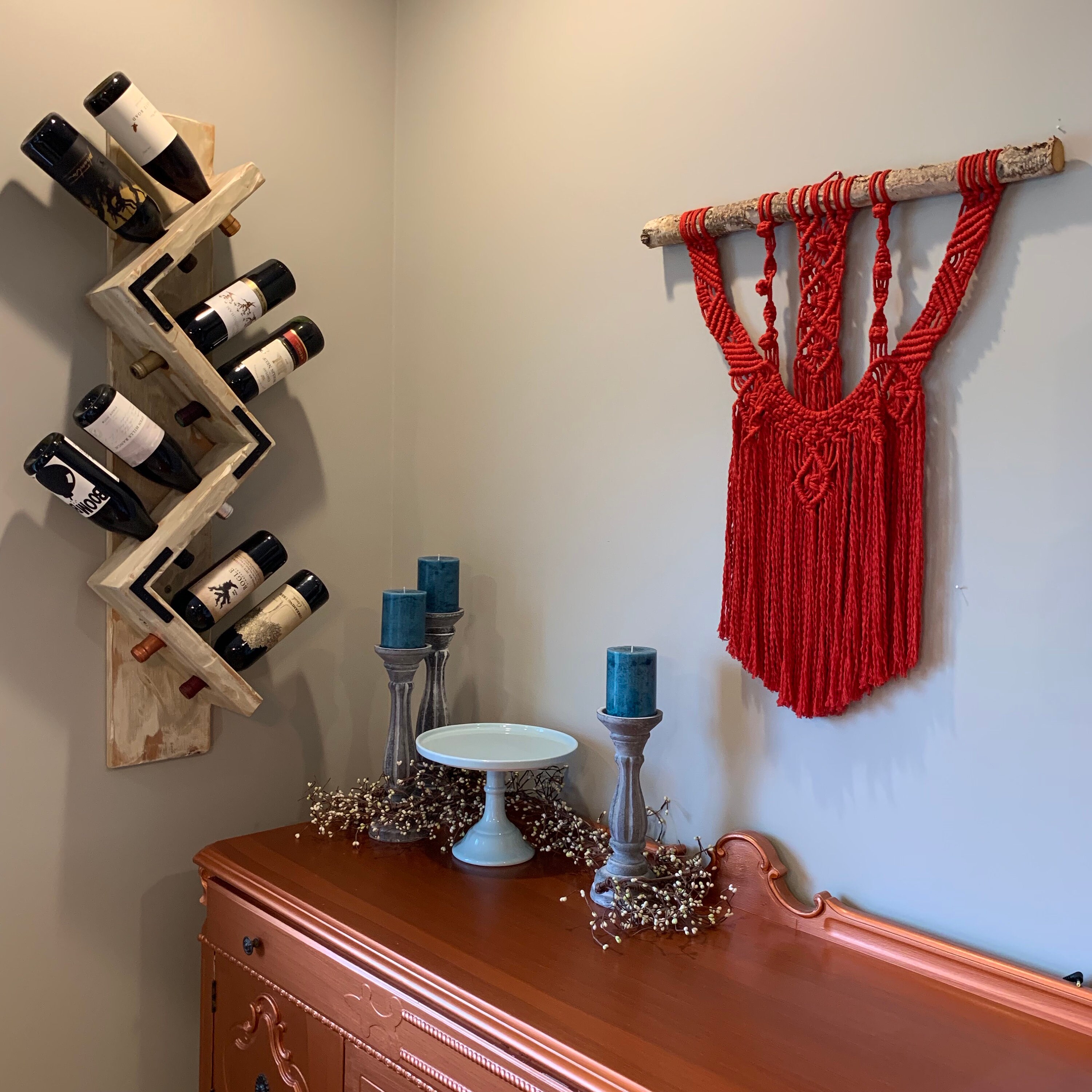 Red Macrame Wall Hanging Fiber Art Wall Home Decor Handmade - Etsy