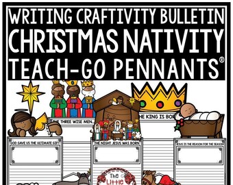 Christian Nativity Story Writing Prompts Bulletin Board | Nativity Writing Prompts | Nativity Bulletin Board | Homeschool Printables