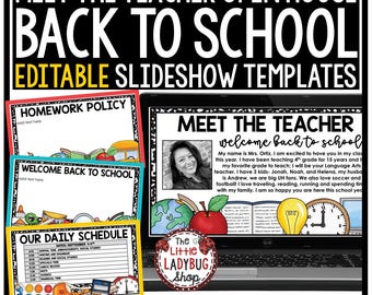 Back to School Night Slides | Open House Slideshow | Editable Meet the Teacher Templates PowerPoint and Google Slides