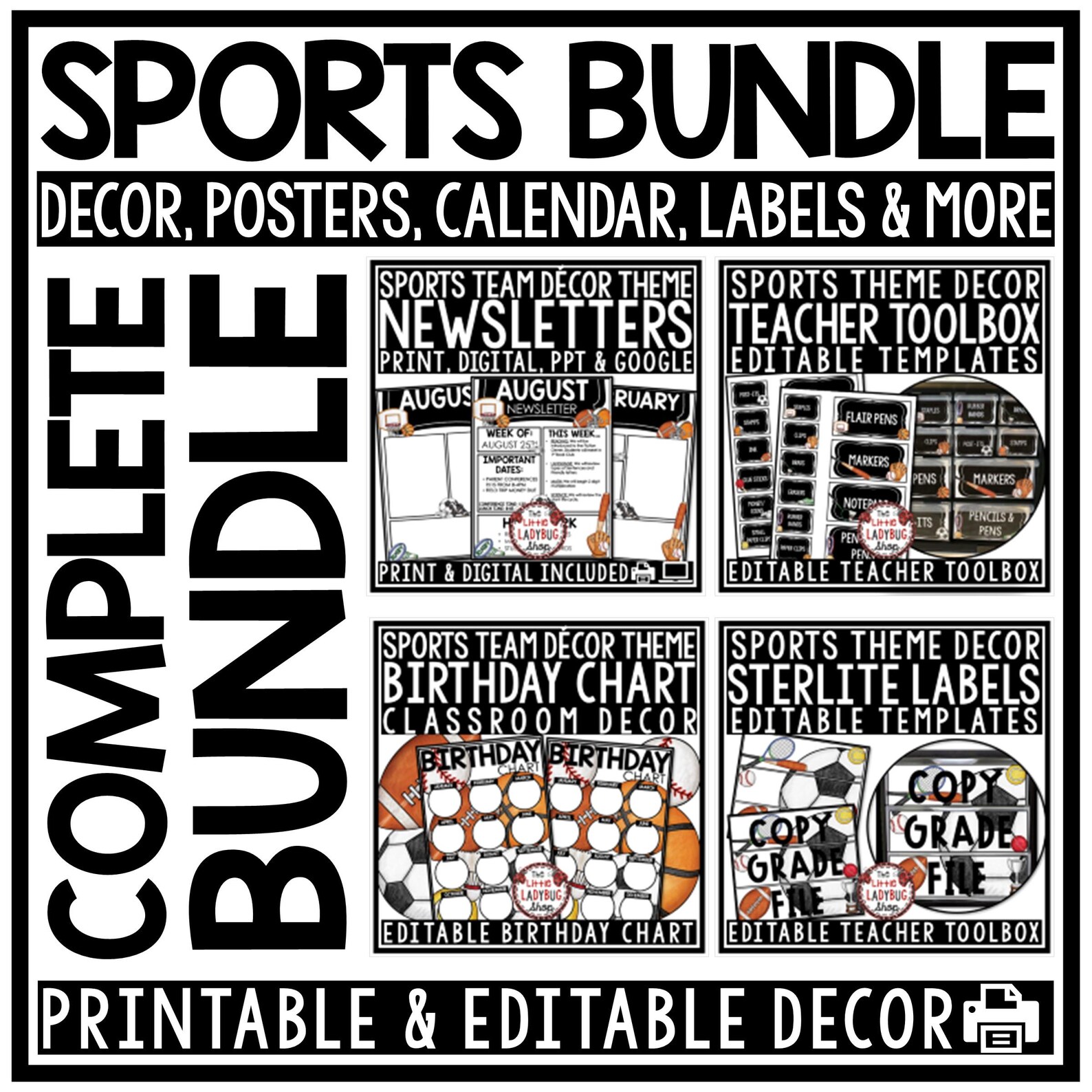 Varsity Team Sports Theme Classroom Décor Bundle Back to School ...