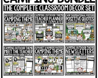Pacchetto di decorazioni per aule a tema campeggio all'aperto / Poster per campeggio / Bacheca per campeggio / Pacchetto di decorazioni per lezioni di campeggio / Decorazioni a tema bosco