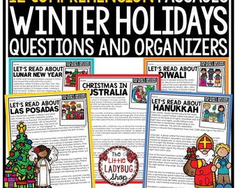 Vacanze invernali, Natale in tutto il mondo, brani di lettura / lezioni di homeschooling, fogli di lavoro stampabili di Natale / culture in tutto il mondo