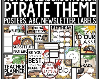 Ocean Adventure Pirate Theme Classroom Decor Bundle Buccaneer Ahoy Matey Back to School