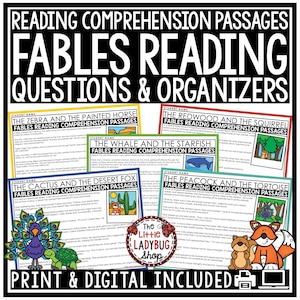 Fables Reading Passages | Fables Stories  |  Teaching Theme Activities | Homeschool Printables | Reading Worksheets 3rd Grade 4th Grade