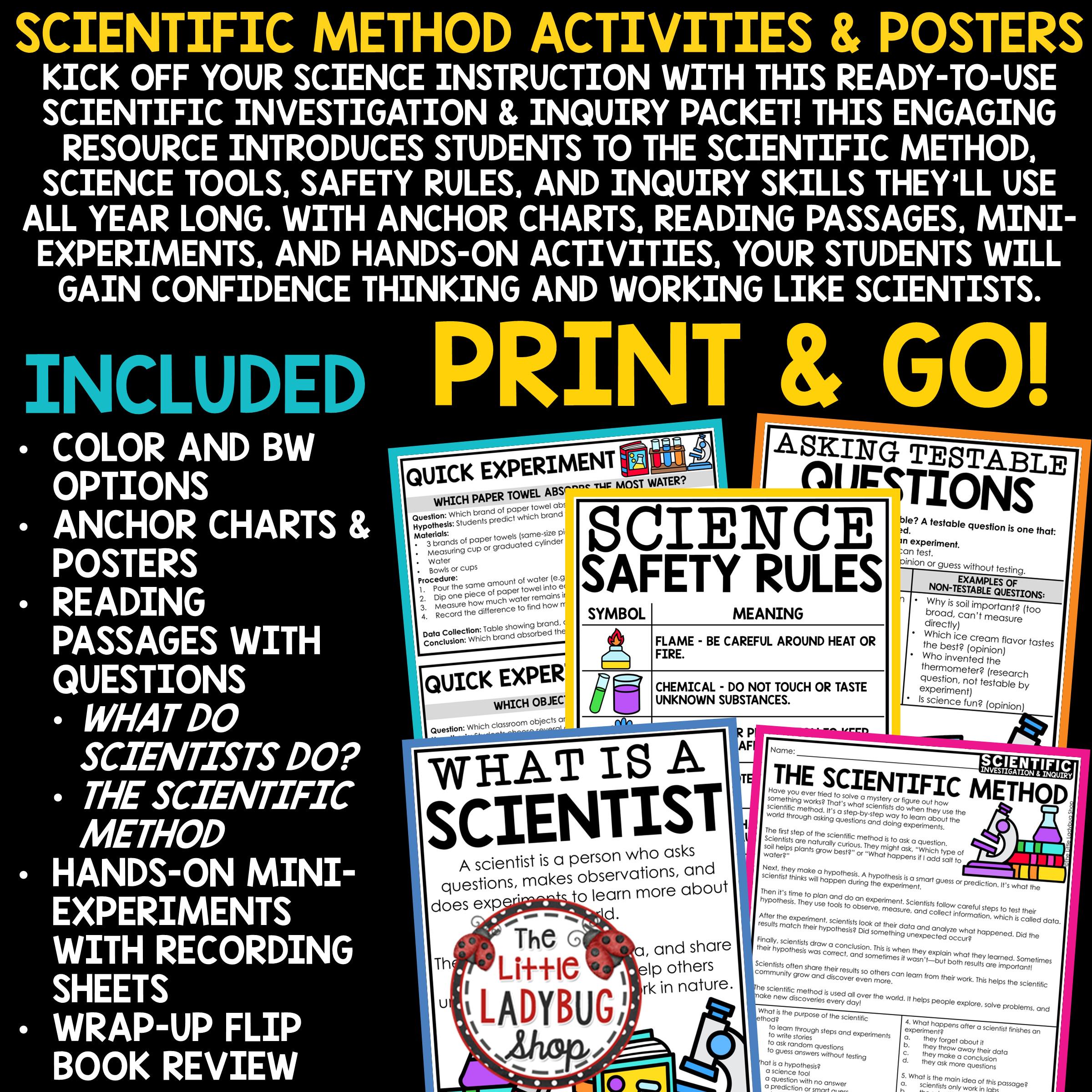 Scientific Method Posters & Worksheets | Science Inquiry, Grades 3-4 ...