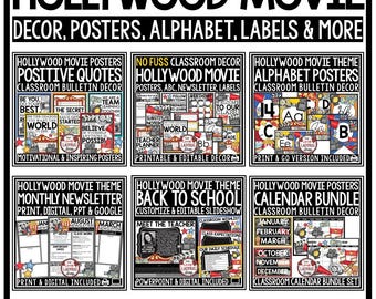 Hollywood Red Carpet Night Theme Classroom Décor Bundle Movie Star Cinema Back to School
