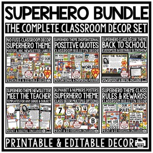 Superhero Theme Classroom Décor Class Rules Procedures and Expectations Posters Back to School Classroom