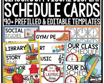 Modelli di schede di programma visivo giornaliero della classe con immagini / Schede di routine giornaliera Programma visivo / Schede di programma delle lezioni / Scheda di routine visiva