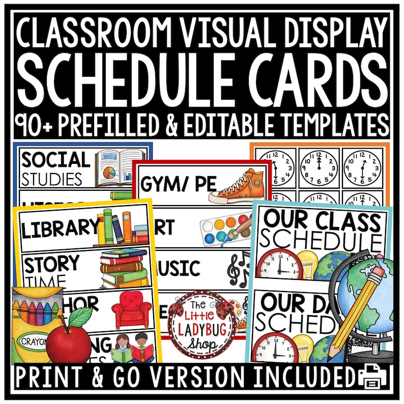 Class Daily Visual Schedule Cards Templates With Pictures | Daily ...