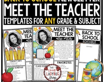 Meet The Teacher Newsletter Template Editable Welcome Back to School Letters News Open House Forms