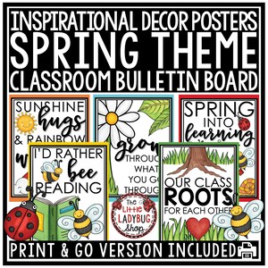 Spring Classroom Decor Bulletin Board | Spring Classroom Bulletin Board | Spring Classroom Homeschool Classroom | Growth Mindset Posters
