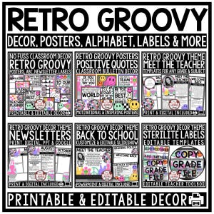 Retro Groovy Classroom Decor | Retro Groovy Class Wall Decor | Retro Groovy Class Theme | Smiley Face Classroom Decor Bundle Retro Classroom