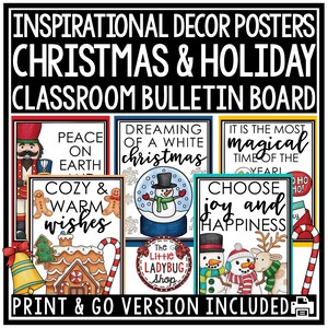 Christmas Posters Classroom Decor |Winter Motivational Quote Posters | Christmas Homeschool Decor | Christmas Growth Mindset Bulletin Board