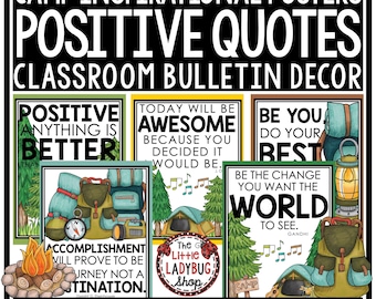 Decorazione per aula a tema campeggio, bacheca / Poster con citazioni motivazionali per campeggio, decorazione per homeschooling / Poster con affermazioni positive a tema campeggio