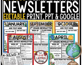 Editable Classroom Newsletters Monthly Weekly Templates for Parent Communication