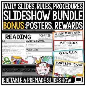 Daily Slides Templates Classroom Procedures Routines Rules Expectations Slides | Classroom Slides Templates Google Slides and PowerPoint
