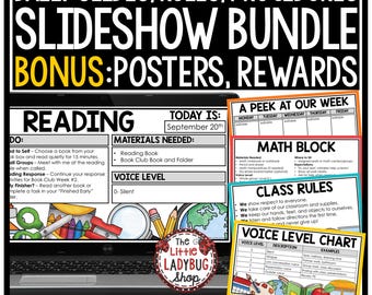 Modelli di diapositive giornaliere Procedure di classe Routine Regole Aspettative Diapositive / Modelli di diapositive di classe Google Slides e PowerPoint