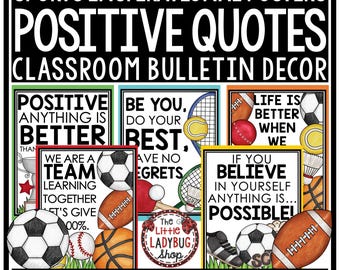 Bacheca per decorazioni per aule a tema sportivo / Poster con citazioni motivazionali sportive / Decorazioni per la scuola domestica / Affermazioni positive a tema sportivo