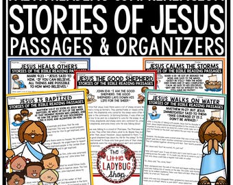 Christian Bible Stories Reading Passages | Bible Study Worksheets | Christian Homeschool Printable | Jesus Bible Stories Kids | Bible Lesson
