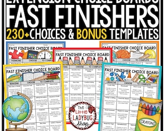 ELA Fast Finisher Choice Boards 3rd 4th Grade | ELA Early Finishers Activities Packet Worksheets 3rd 4th Grade
