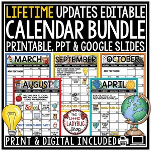 Editable Monthly Calendar 2026 2027 Templates Printable Class News Parent Families Communication