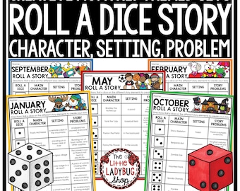 Lancio di un dado - Prompt di scrittura per bambini / Schede di scrittura creativa / Giochi di scrittura e lancio / Lancio di una storia - Materiali stampabili per la scuola domestica