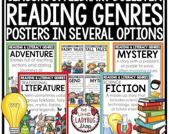 Poster sul genere di lettura / Decorazioni per la biblioteca dell'aula / Tabelle di ancoraggio per la lettura / Bacheca sul genere di lettura / Tabella di ancoraggio per poster sul genere letterario