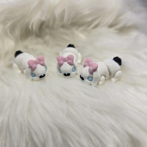 Bunny Pocket Pal Mini 3D Printed Animal with Pink Bow | Tiny Rabbit Toy | Pocket Sized Desk Pet | Physical Item Shipped | Small Bunny Figure