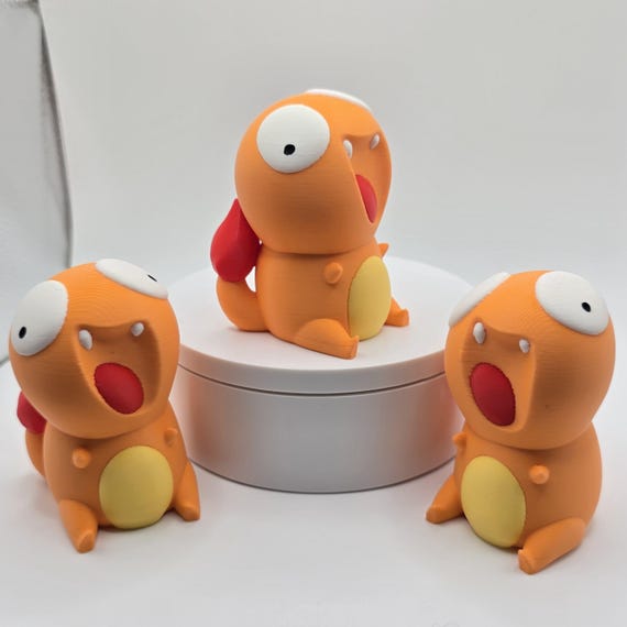 Charmander Derpy Pokemon Fan Art | Mini Size 3D Printed Funny Desk Pet | Cute Fire Starter Figure | Physical Item Shipped | Small Gamer Gift