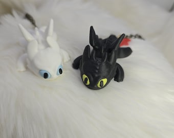 How to Train Your Dragon Fan Art Keychain | Toothless, Light Fury, or Bundle | Mini 3D Printed Dragon Art | Physical Item Shipped