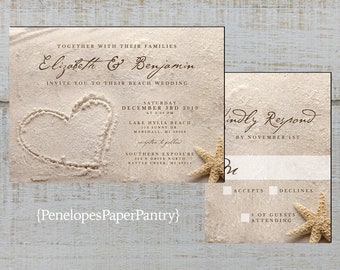 Beach Wedding Invitation Etsy