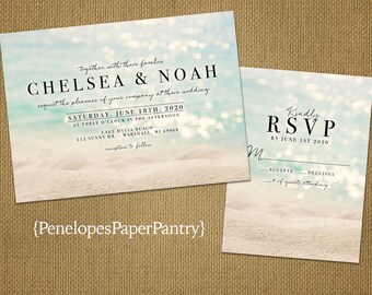 beach wedding invitation etsy