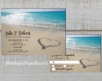 Beach Wedding Invitation Etsy