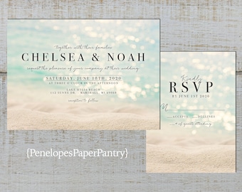 Beach Wedding Invitation Etsy
