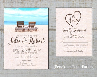 Beach Wedding Invitation Etsy