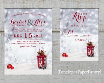 christmas wedding invitations etsy