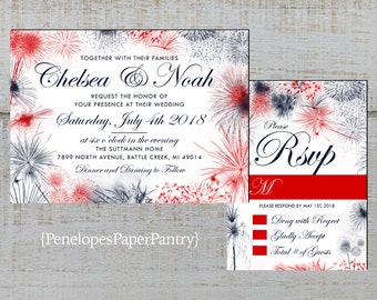 4th of july wedding invitations etsy