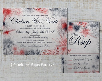 4th of july wedding invitations etsy