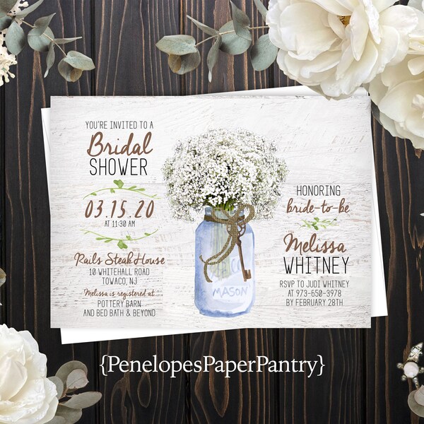 Rustic Bridal Shower Invitation - Etsy