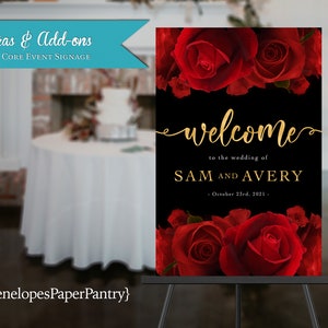 Red Rose Theme,Wedding Sign,Wedding Signs,Welcome Sign,Wedding Welcome Sign,Welcome Wedding Sign,Wedding Poster,Custom Seating Chart