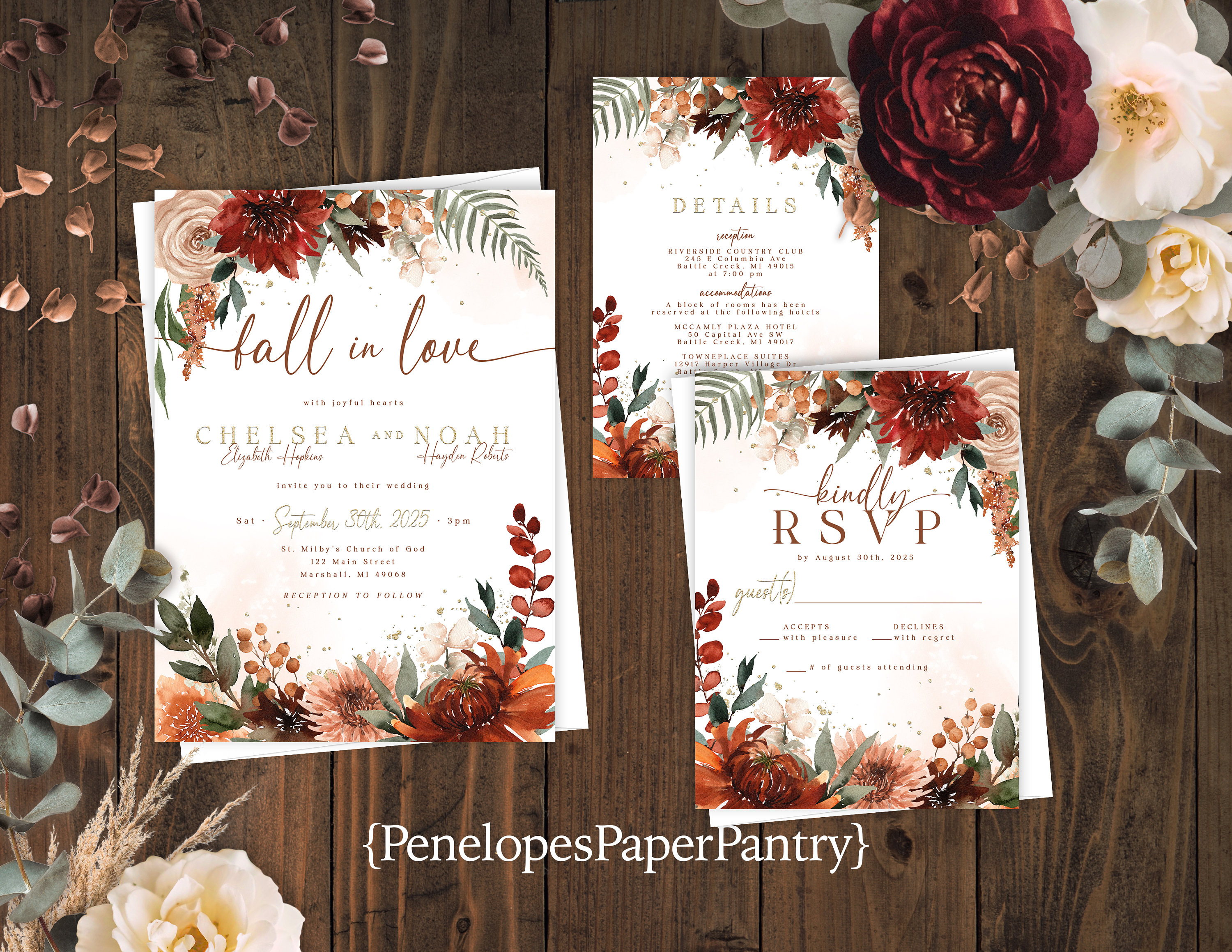 Fall wedding sale invitations