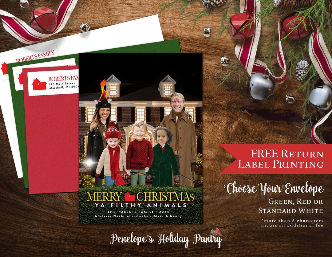 Funny Home Alone Christmas Family Photo Card Personalized Wet Bandits
