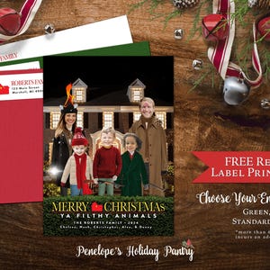 Carte photo de Noël de famille amusante, seule à la maison, Bandits mouillés personnalisés Kevin McCallister Cartes imprimées « Gardez la monnaie »